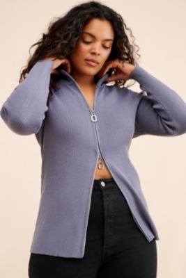 Two way zipper cardigan hotsell