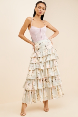 【NONCODE】Hoaen Unbal Tiered Skirt Tiered Maxi Skirt | Nuuly