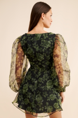 Long Sleeve U-Neck Satin Mini Dress | Nuuly