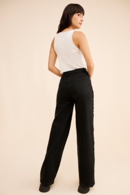 【2plan】Hip snap Wide Denim Generation Love Stassia Side-Snap Straight Jeans | Saks