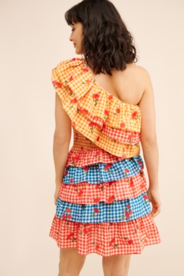 One Shoulder Cherry Mini Dress | Nuuly