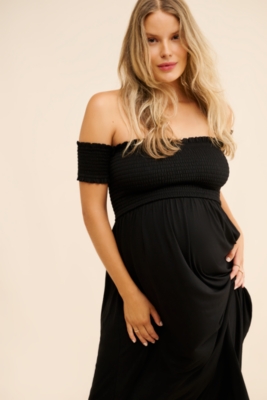 Maternity Smocked Off-The-Shoulder Midi Dress Nuuly