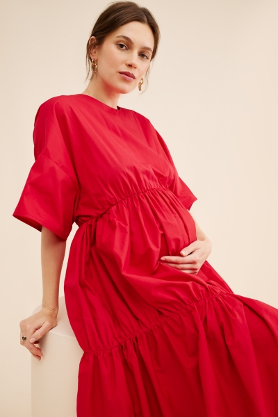strapless open back dress Kate Satin Custom Maternity Photoshoot Gowns, XXL / 21#-Black main image 1