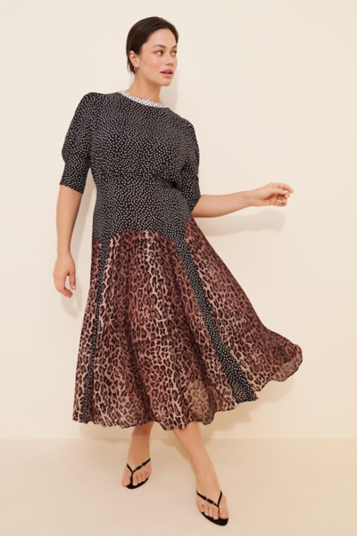 rixo meg leopard midi dress RIXO Meg Leopard Midi Polka Dot