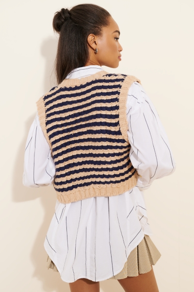 Striped Open Front Sweater Vest | Nuuly