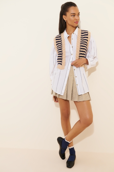 Striped Open Front Sweater Vest | Nuuly