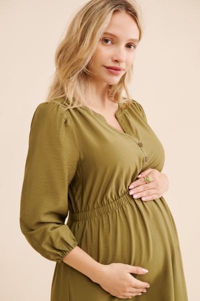 Maternity Long Sleeve Woven Dress | Nuuly