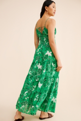 Smocked Drop Waist Maxi Dress