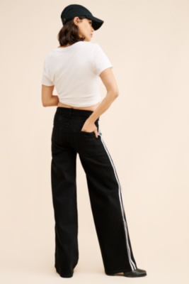 Maternity Striped Wide Leg Jeans