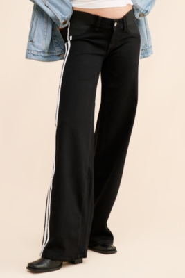 Maternity Striped Wide Leg Jeans