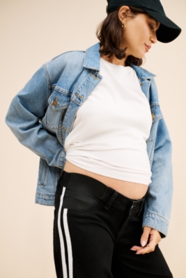 Maternity Striped Wide Leg Jeans