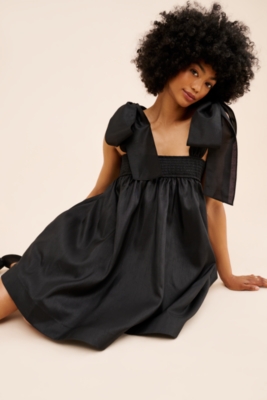 Round neck tie strap mini dress clearance