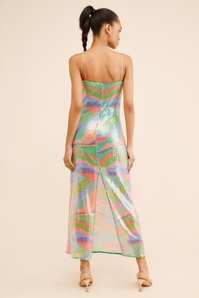Printed Sequin Slip Dress | Nuuly