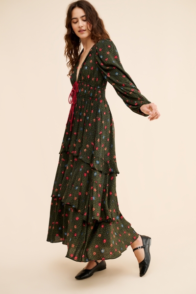 chinese dress ladies Buttoned Maxi Dress with Smocked Waist and Slit – Krush Kandy main image 1