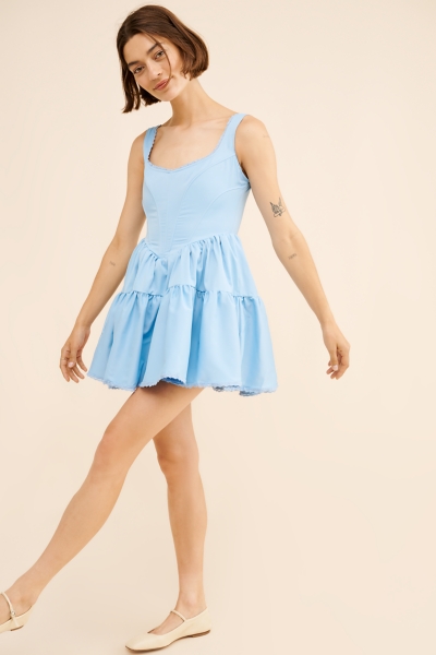 chinese dress ladies Belle Lace Trim Corset Mini Dress