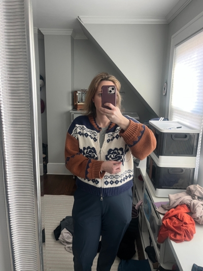 Sweet Rose Jacquard Zip Sweater | Nuuly