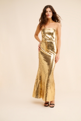 Sculpty Strapless Sequin Maxi Dress