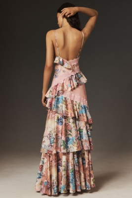 Elora Sleeveless V-Neck Ruffle Lace Midi Dress