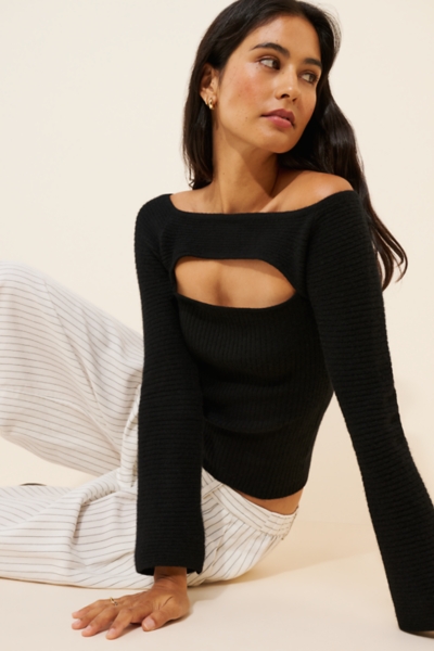 Cashmere Ribbed Cut-Out Off-The-Shoulder Sweater | Nuuly