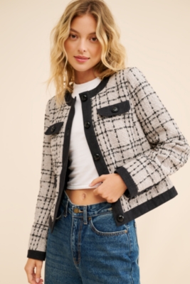 ジャケット・アウター herlipto Wool-Blend Cropped Tweed Blazer YEXPINE Women's Fall Tweed Blazer Jackets Elegant Button
