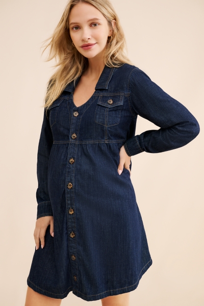 Maternity Chambray Shirtdress | Nuuly