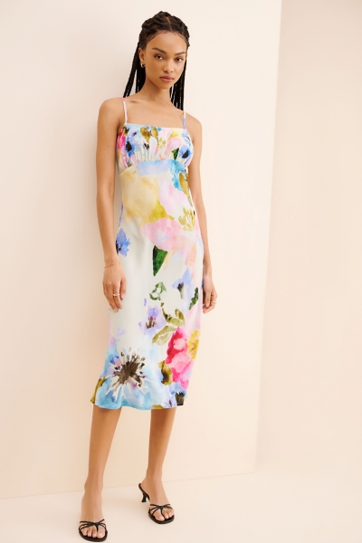 annabelle satin midi dress Petal and Pup Women's Anabelle Halter Neck Midi Dress