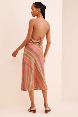 Stripe Halter Midi Dress