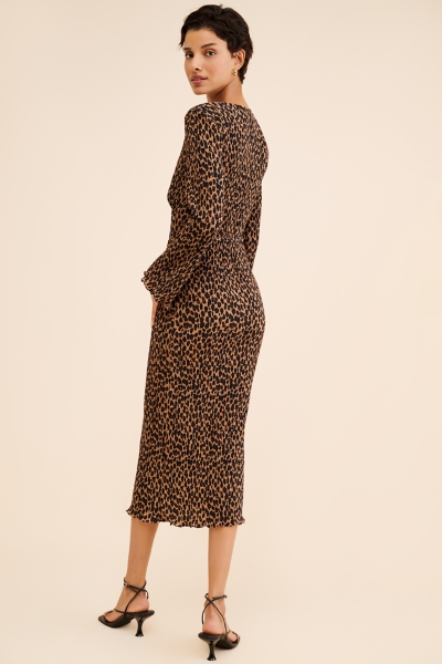 knee length dresses for ladies Eleni Leopard Print Midi Dress main image 0