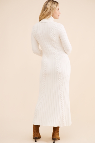 maternity cable knit sweater dress Beige Back Cutout Ruffled Cable Knit Sweater Maternity Dress  The Prissy  Pelican