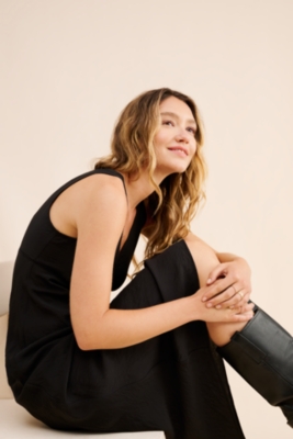 Marina Solid Slip Midi Dress