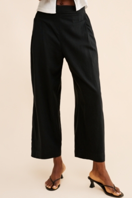Linen Blend Cropped Pants