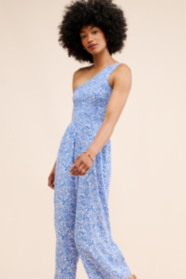 Blue paisley jumpsuit clearance