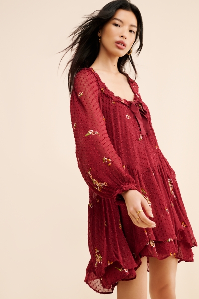 golden garden tulle mini dress Avec Les Filles Women's Asymmetric Drape Long Sleeves Maxi Dress - Chocolate Brown main image 0