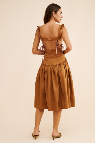 brown pearl dress Chocolate Brown Crystal-Embellished Maxi Dress M main image 1