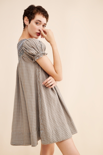 white christmas dresses The Poet Dress in White & Pink & Blue Striped Gauze White/Pale Pink/Pale Blue Striped Gauze / 2023SP265 WPBSG / 0 main image 1