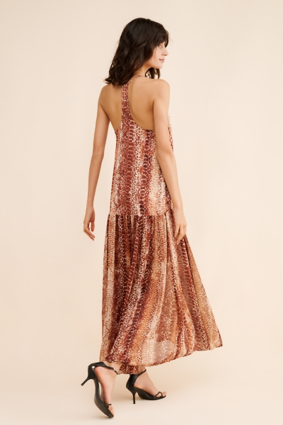 blue tie dye maxi dress Stripe Tie-Dye Printed Maxi Dress