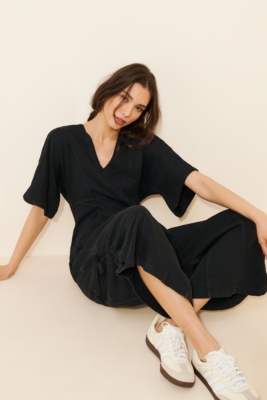 パンツ NEAT 777 Jumpsuit Navy S Everlane Fatigue Short-Sleeve Black Jumpsuit (4