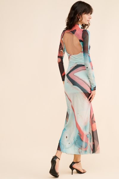Mesh Lava Print Maxi Dress | Nuuly