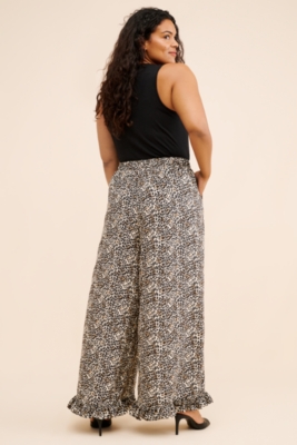 Animal Printed Ruffle Hem Pants | Nuuly