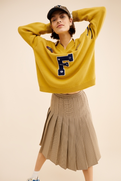 Arrow-Wood Varsity Knit Sweater | Nuuly