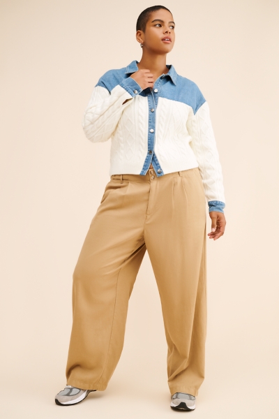 Denim Cable Mix Cardigan Sweater | Nuuly
