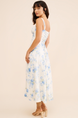 Linen Blend Floral Midi Dress