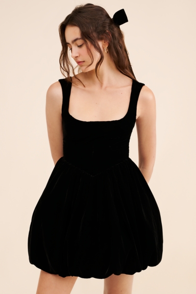 Ariana Velvet Square-Neck Fit & Flare Mini Dress | Nuuly