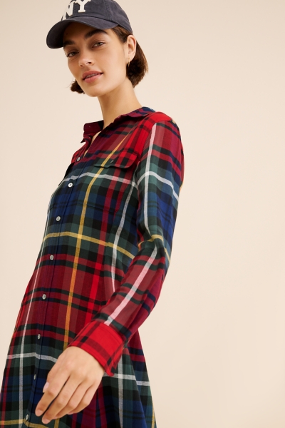blue plaid long sleeve dress The Rhine River ~ Classic Sailor Collar Long Sleeve Plaid Lolita Dress main image 1