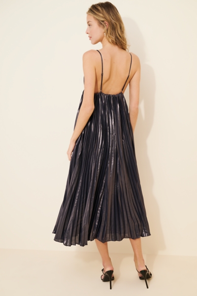 strapless open back dress Wenden Halter Neck Pleated Midi Dress Cobalt / Xs by Sugarlips main image 1