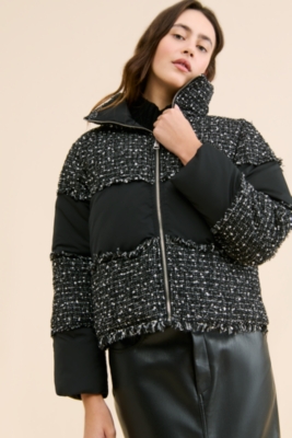 Tweed puffer jacket sales