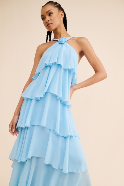 fitted lace wedding dress Mystic Blue Maxi Dress - Blue