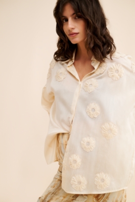 DOLCE & GABBANA Top White Cotton Blend 3/4 Sleeves Blouse