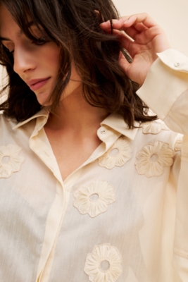 OHGA FLOWER BLOUSE ピンク フラワー ブラウス ジャガード
