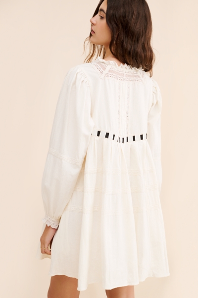 lace trim mini dress böhme Quinny Lace Trim Mini Dress in Black main image 1